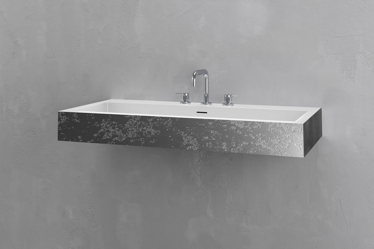 Wall-Mounted Rectangular Concrete Sink, 39.4 Inch Floating Basin – view 15