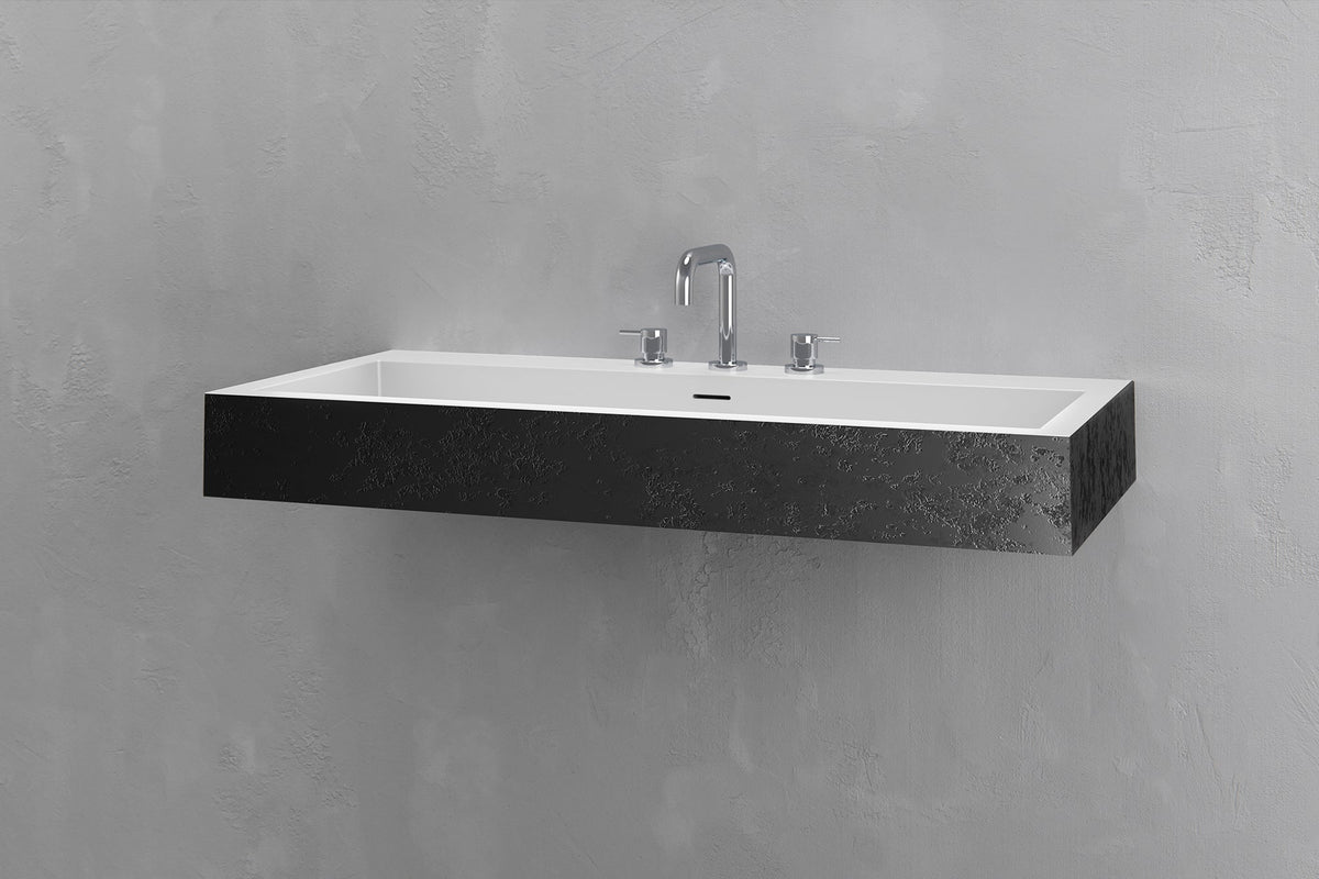 Wall-Mounted Rectangular Concrete Sink, 39.4 Inch Floating Basin – view 16