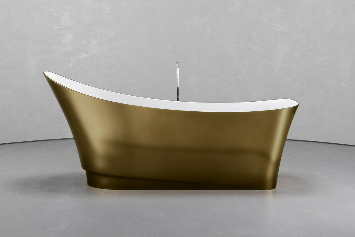 Boat-Shaped Freestanding Concrete Bathtub with Upright Recline – view 20