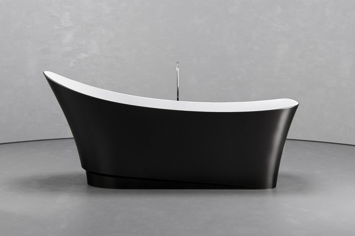 Boat-Shaped Freestanding Concrete Bathtub with Upright Recline – view 12