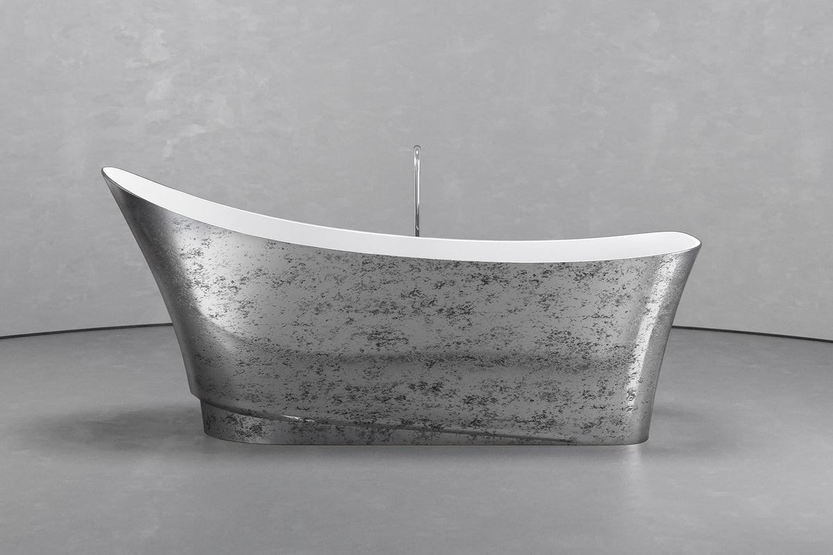 Boat-Shaped Freestanding Concrete Bathtub with Upright Recline – view 14