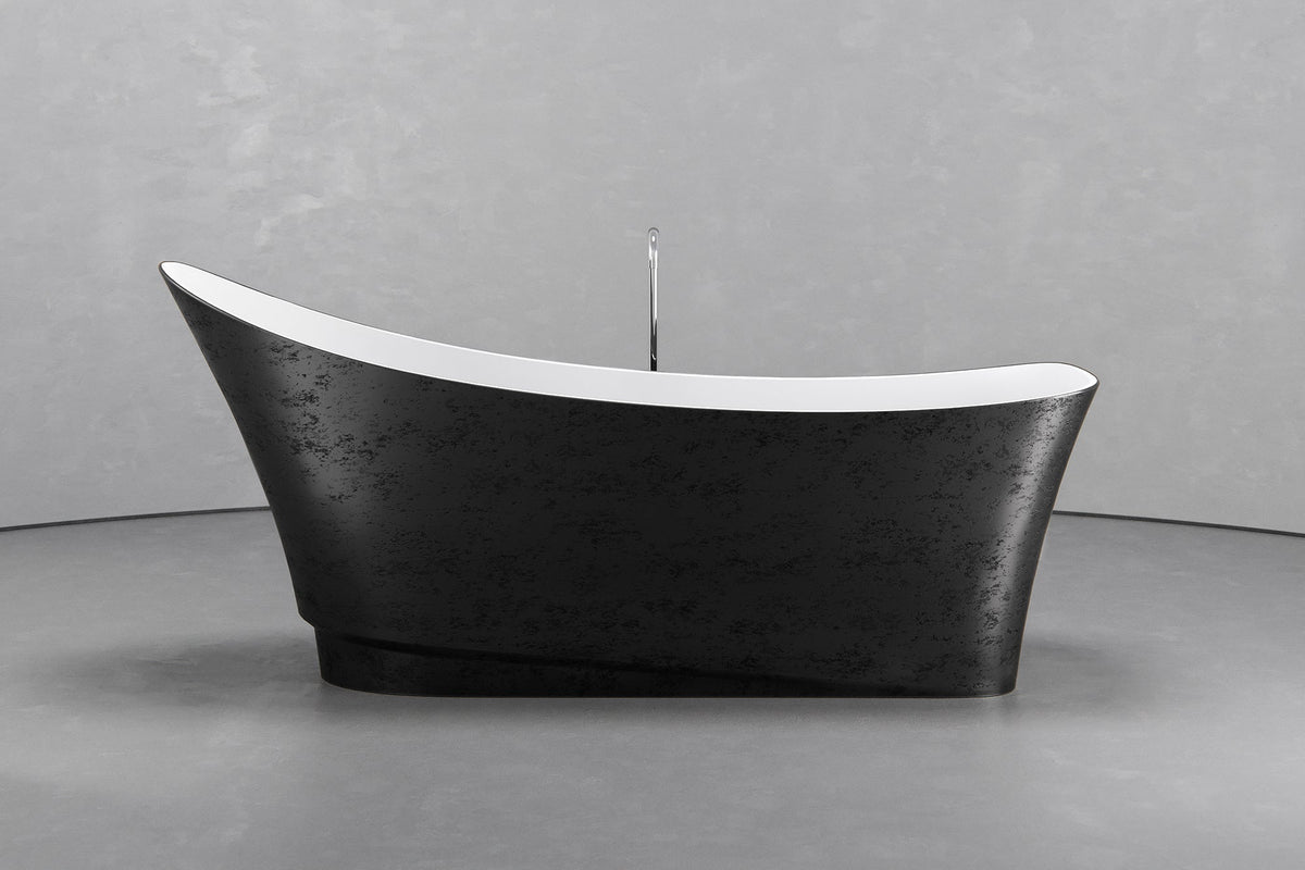 Boat-Shaped Freestanding Concrete Bathtub with Upright Recline – view 15