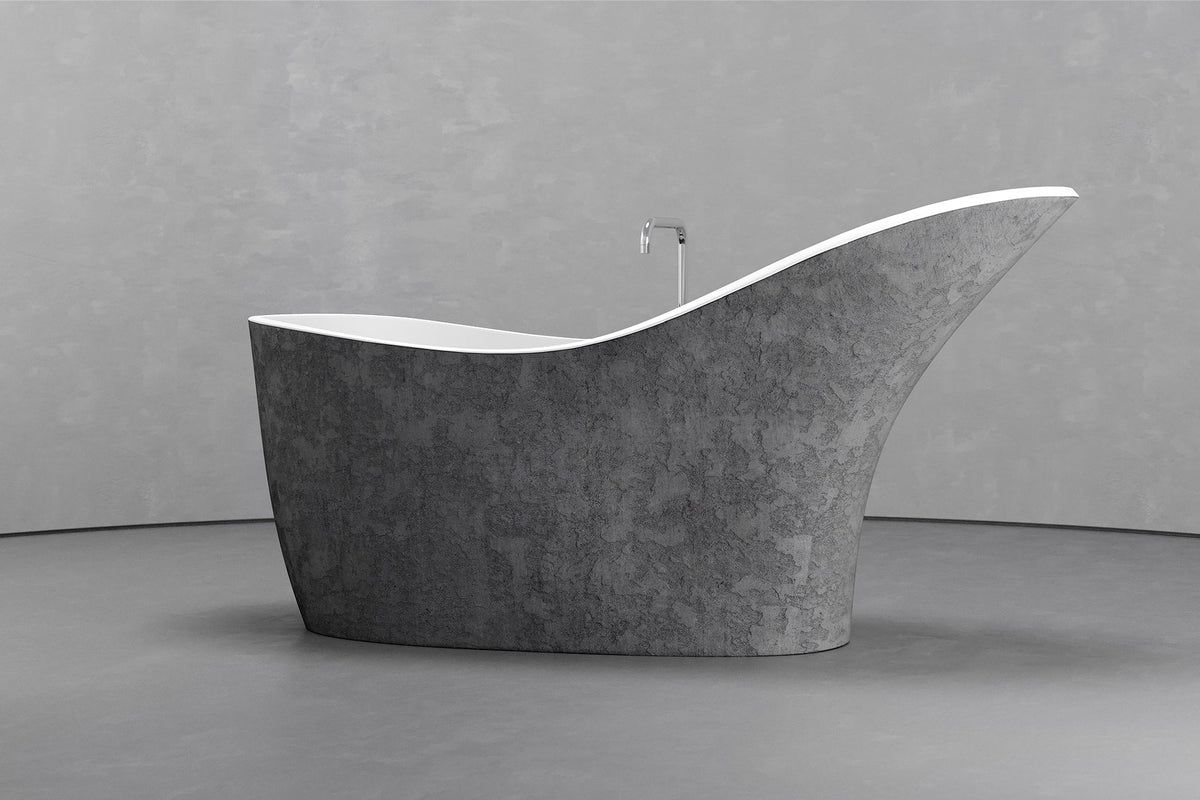 High-Back Slipper Freestanding Concrete Bathtub – Bespoke Collection – view 15