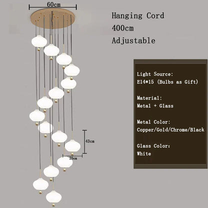 Nordic Glass Pumpkin LED Chandelier for Entryway and Staircase – view 16