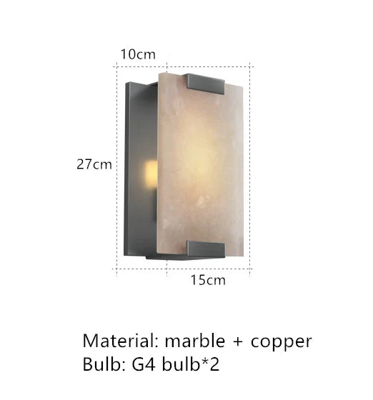 Natural Marble LED Wall Sconce with Forged Copper Body – view 8