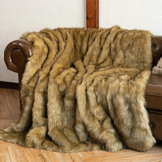 Faux Fur Throw Blanket in Grey for Elevated Home Comfort