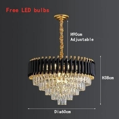 Black and Gold Crystal LED Chandelier with Matching Wall Lamps – view 14