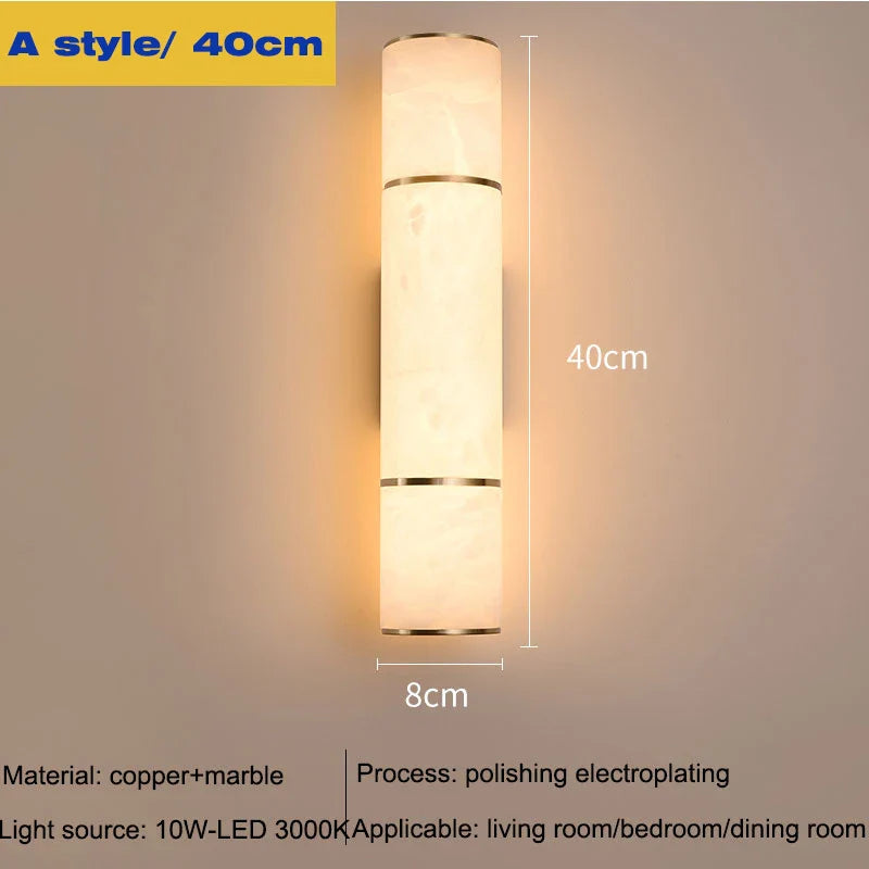 Modern Marble and Copper LED Wall Sconce – Up and Down Light – view 7