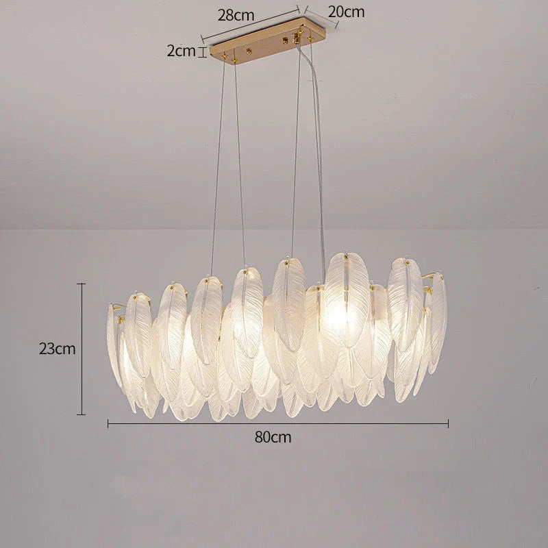 Gold Feather LED Chandelier, Round or Linear, 6 to 10 Lights – view 12