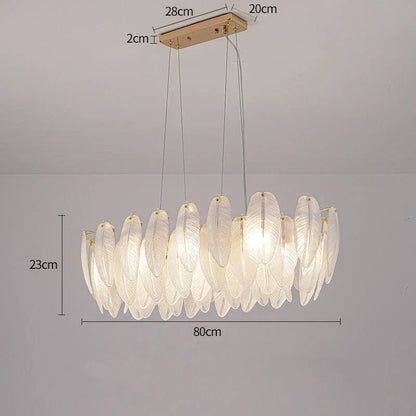 Gold Feather LED Chandelier, Round or Linear, 6 to 10 Lights – view 12