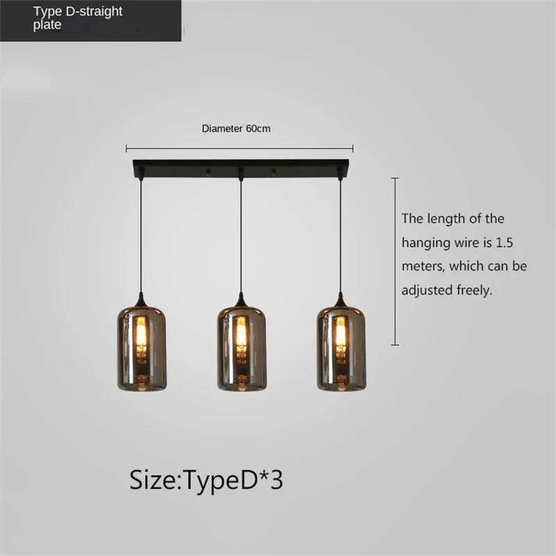 Smoky Grey Glass LED Nordic Pendant Chandelier for Kitchen Islands – view 19