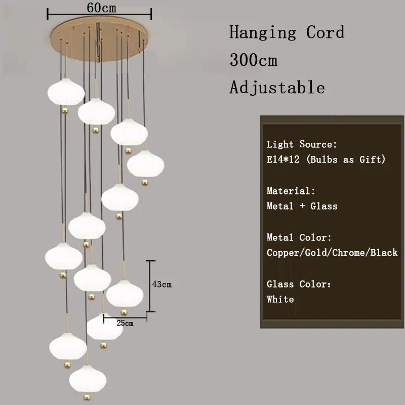 Nordic Glass Pumpkin LED Chandelier for Entryway and Staircase – view 15