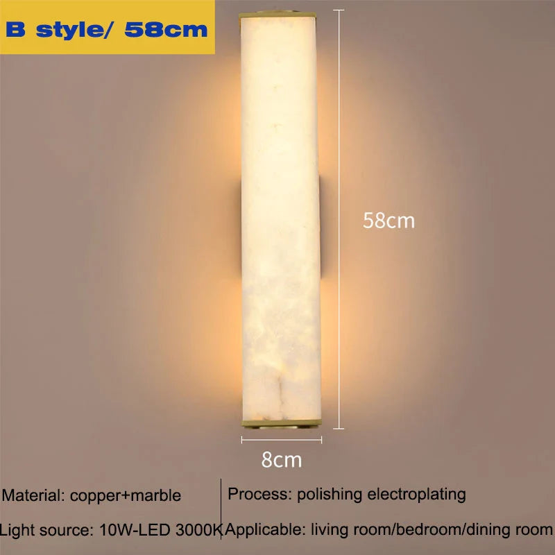 Modern Marble and Copper LED Wall Sconce – Up and Down Light – view 11