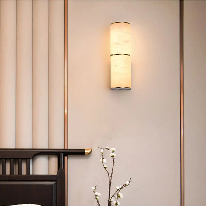 Modern Marble and Copper LED Wall Sconce – Up and Down Light – view 3