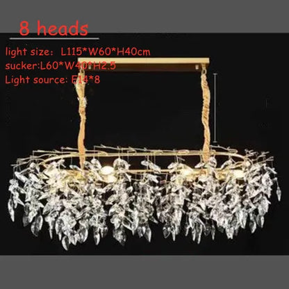 LED Leaf Crystal Chandelier for Dining Room and Bedroom, 4 to 16 Heads – view 10