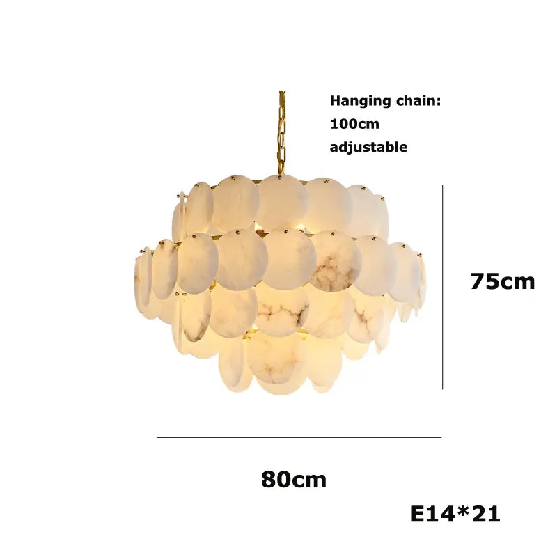 Natural Marble LED Chandelier for Kitchen Island, Round or Oval – view 11