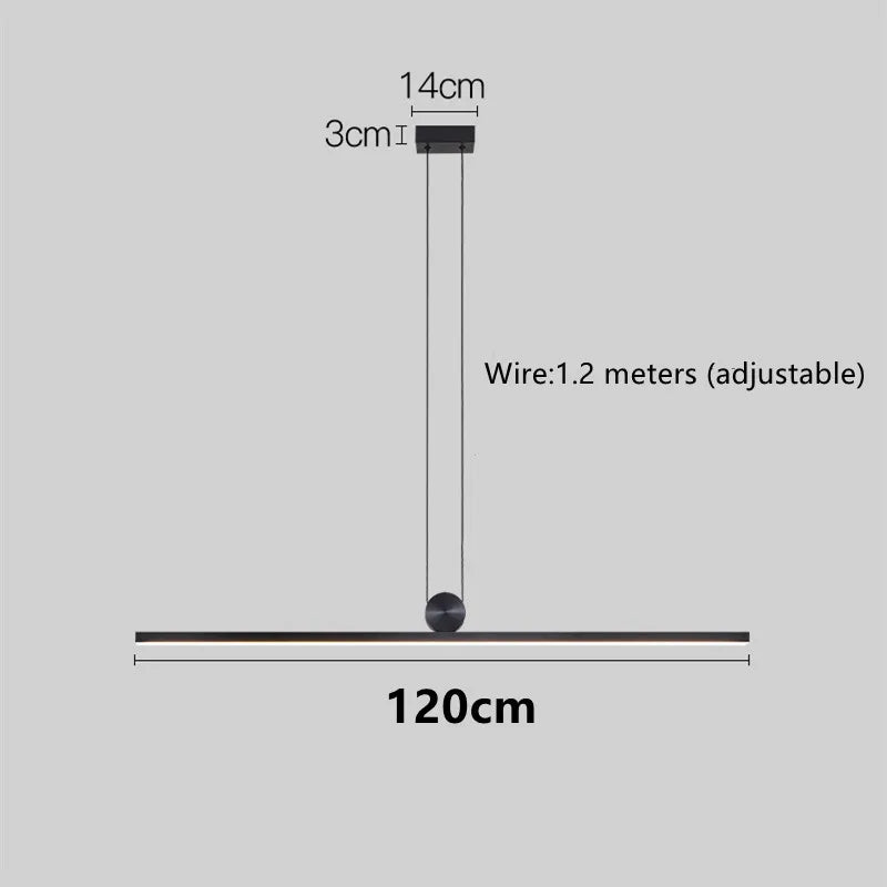 Modern LED Strip Linear Chandelier for Kitchen Island, Black or White – view 8