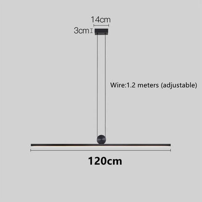 Modern LED Strip Linear Chandelier for Kitchen Island, Black or White – view 8