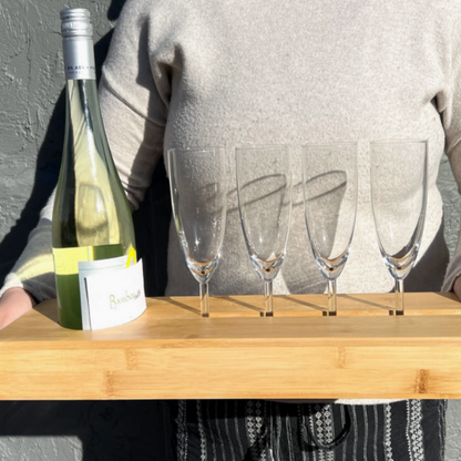 Mindful Hosting Bamboo Wine Bottle and Glass Serving Caddy – view 2