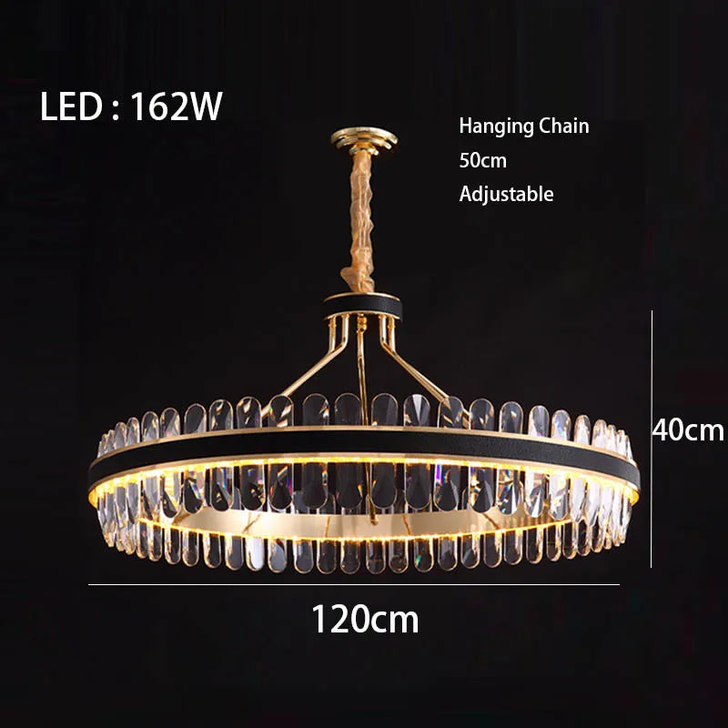 Dimmable LED Crystal Chandelier with Leather Accents, Oval or Round – view 12