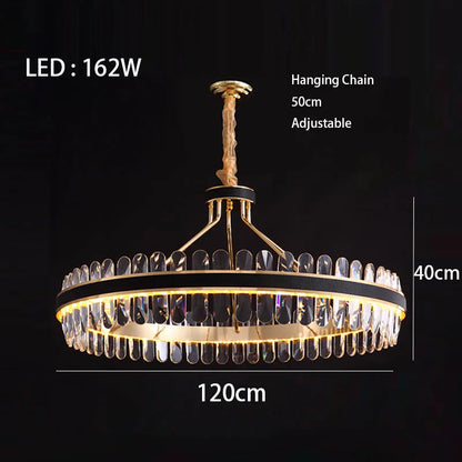 Dimmable LED Crystal Chandelier with Leather Accents, Oval or Round – view 12