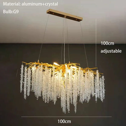 Crystal Cherry Blossom Wall Sconce – Gold Modern Bedroom and Hallway Light – view 10