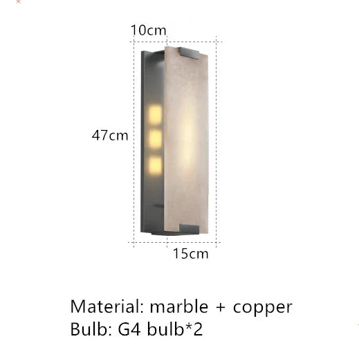Natural Marble LED Wall Sconce with Forged Copper Body – view 12