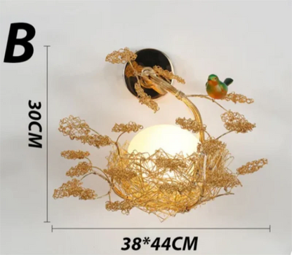 LED Gold Bird's Nest Ceiling Light with Glass Ball Pendants – view 15