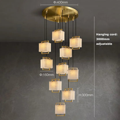 Natural Marble LED Chandelier with Gold Frame, 1 to 24 Lights – view 19