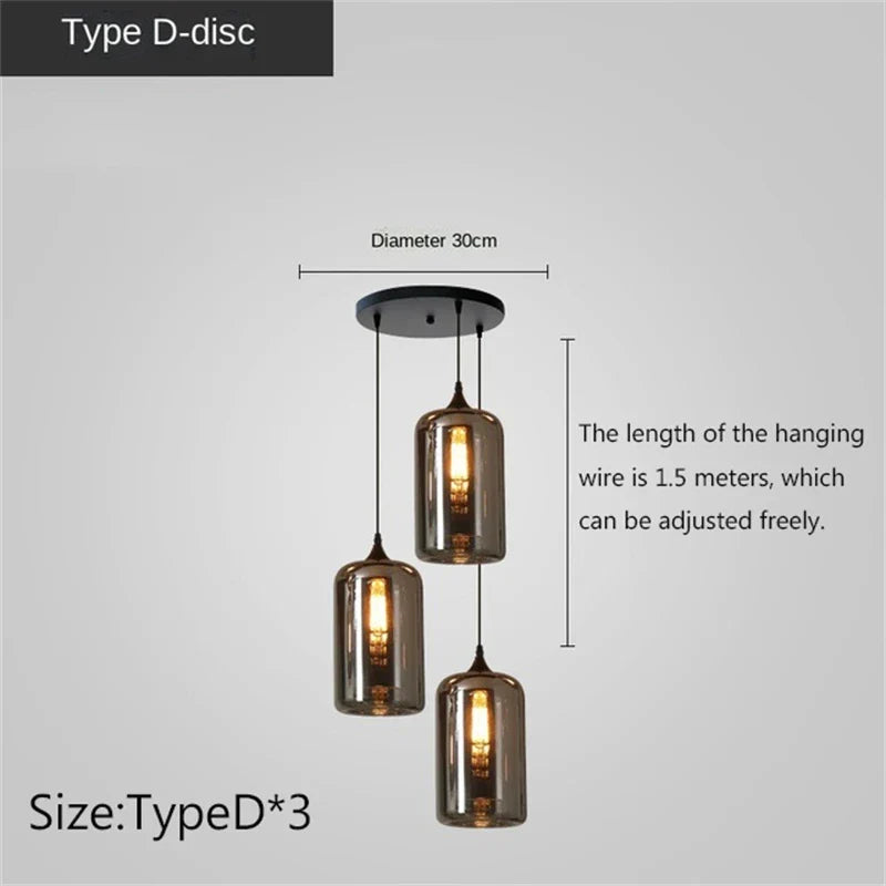 Smoky Grey Glass LED Nordic Pendant Chandelier for Kitchen Islands – view 17
