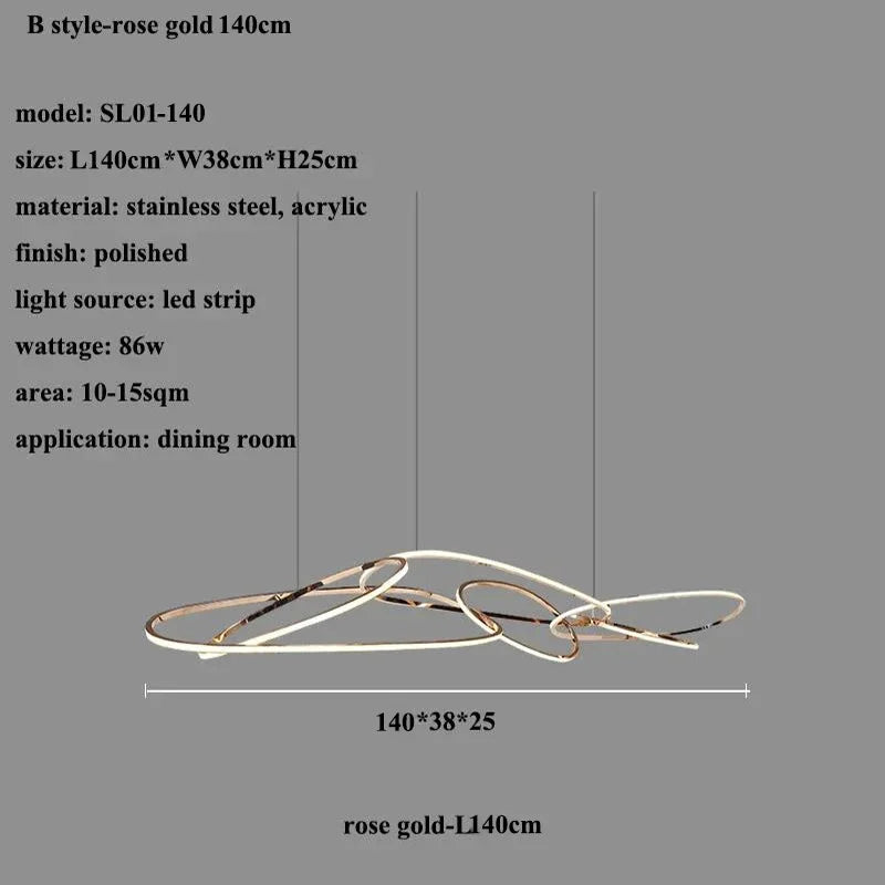 Modern LED Multi-Ring Pendant Light in Gold, Rose Gold or Chrome – view 22
