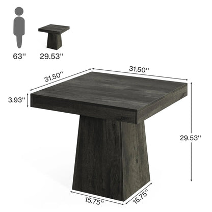 31.5-Inch Square Farmhouse Dining Table for 4 with Pedestal Base – view 2