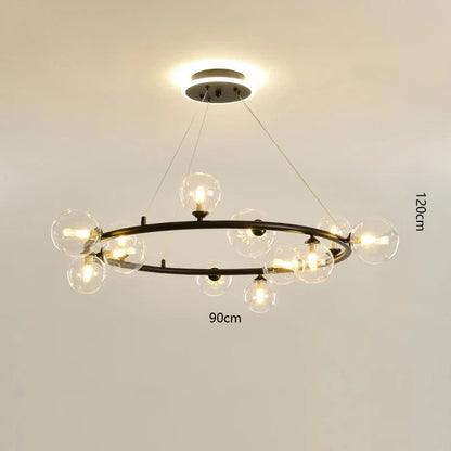 Modern LED Glass Globe Chandelier, 8 to 24 Heads, Black or Gold – view 17
