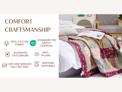 Fairy Tale Tea Party Cotton Patchwork Quilted Throw Blanket – view 10