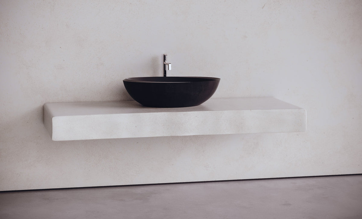 Oval Concrete Vessel Sink in Elevated Concrete – Studio Collection – view 3