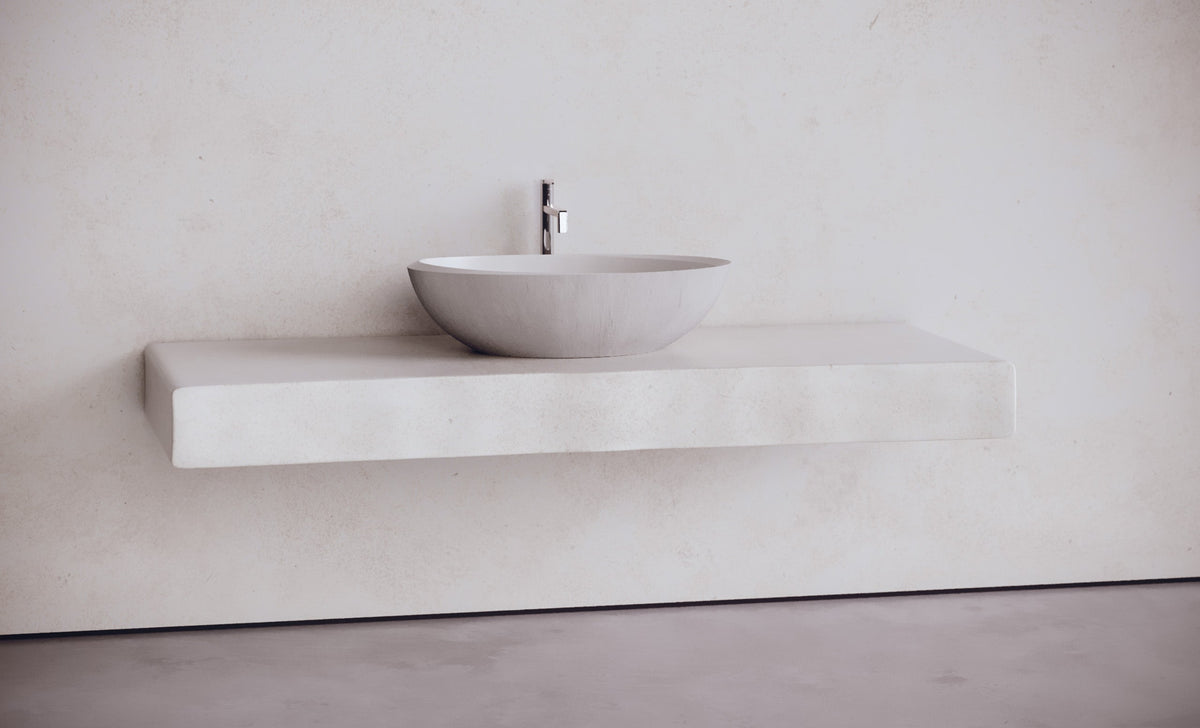 Oval Concrete Vessel Sink in Elevated Concrete – Studio Collection – view 2