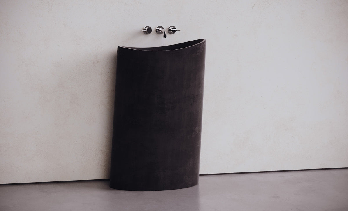 Oval Freestanding Concrete Pedestal Sink – Studio Collection – view 3