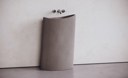 Oval Freestanding Concrete Pedestal Sink – Studio Collection – view 2