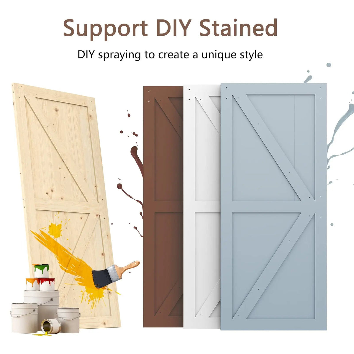 Unfinished Solid Pine Sliding Barn Door with Track Kit – view 3