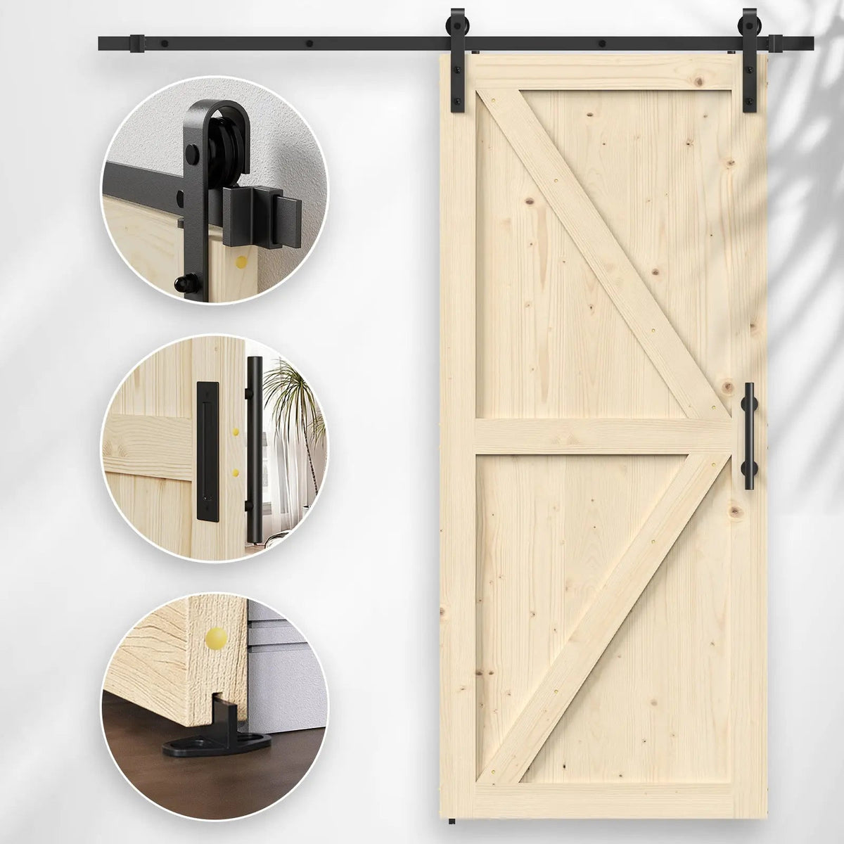 Unfinished Solid Pine Sliding Barn Door with Track Kit – view 4