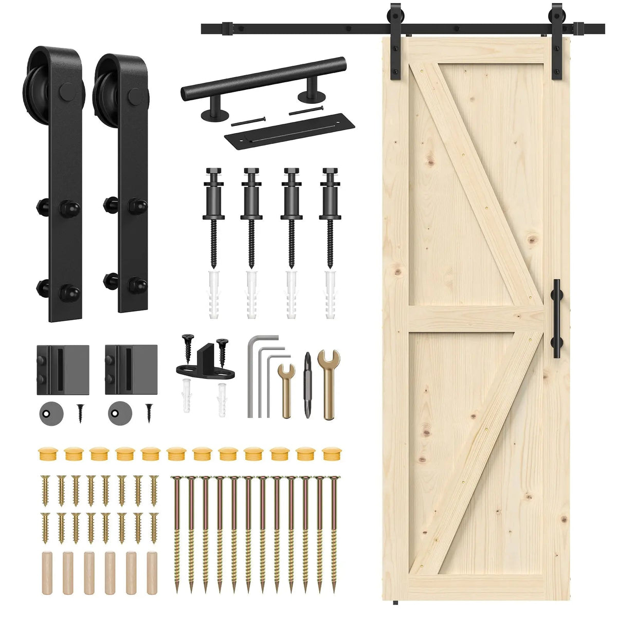 Unfinished Solid Pine Sliding Barn Door with Track Kit – view 5