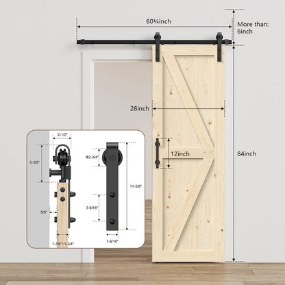 Unfinished Solid Pine Sliding Barn Door with Track Kit – view 7