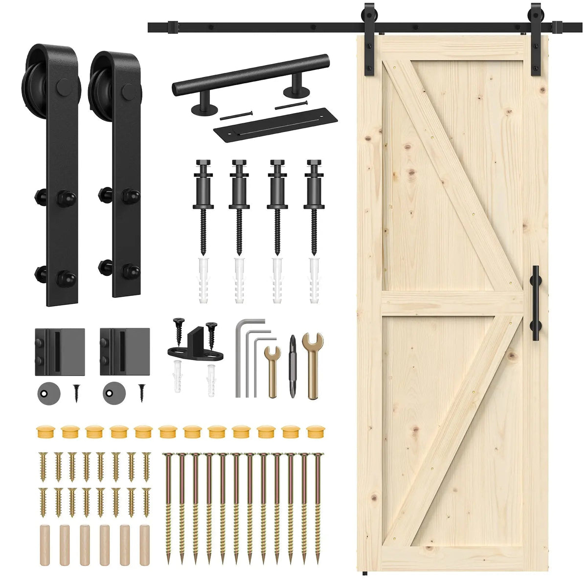 Unfinished Solid Pine Sliding Barn Door with Track Kit – view 10