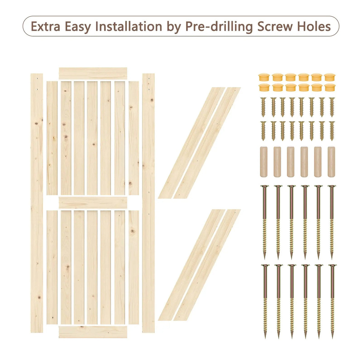 Unfinished Solid Pine Sliding Barn Door with Track Kit – view 8