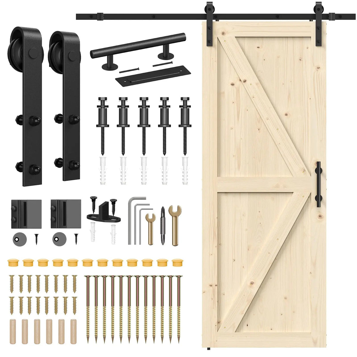Unfinished Solid Pine Sliding Barn Door with Track Kit – view 9