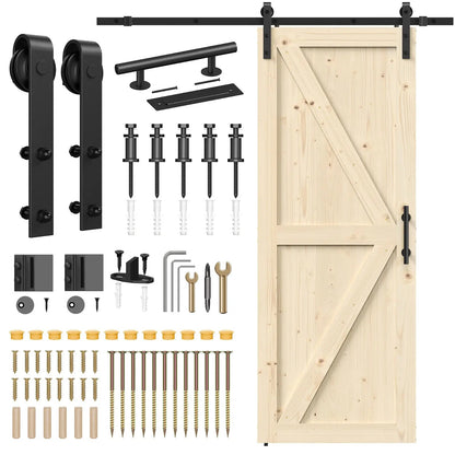 Unfinished Solid Pine Sliding Barn Door with Track Kit – view 9