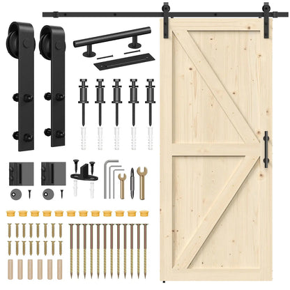 Unfinished Solid Pine Sliding Barn Door with Track Kit – view 16