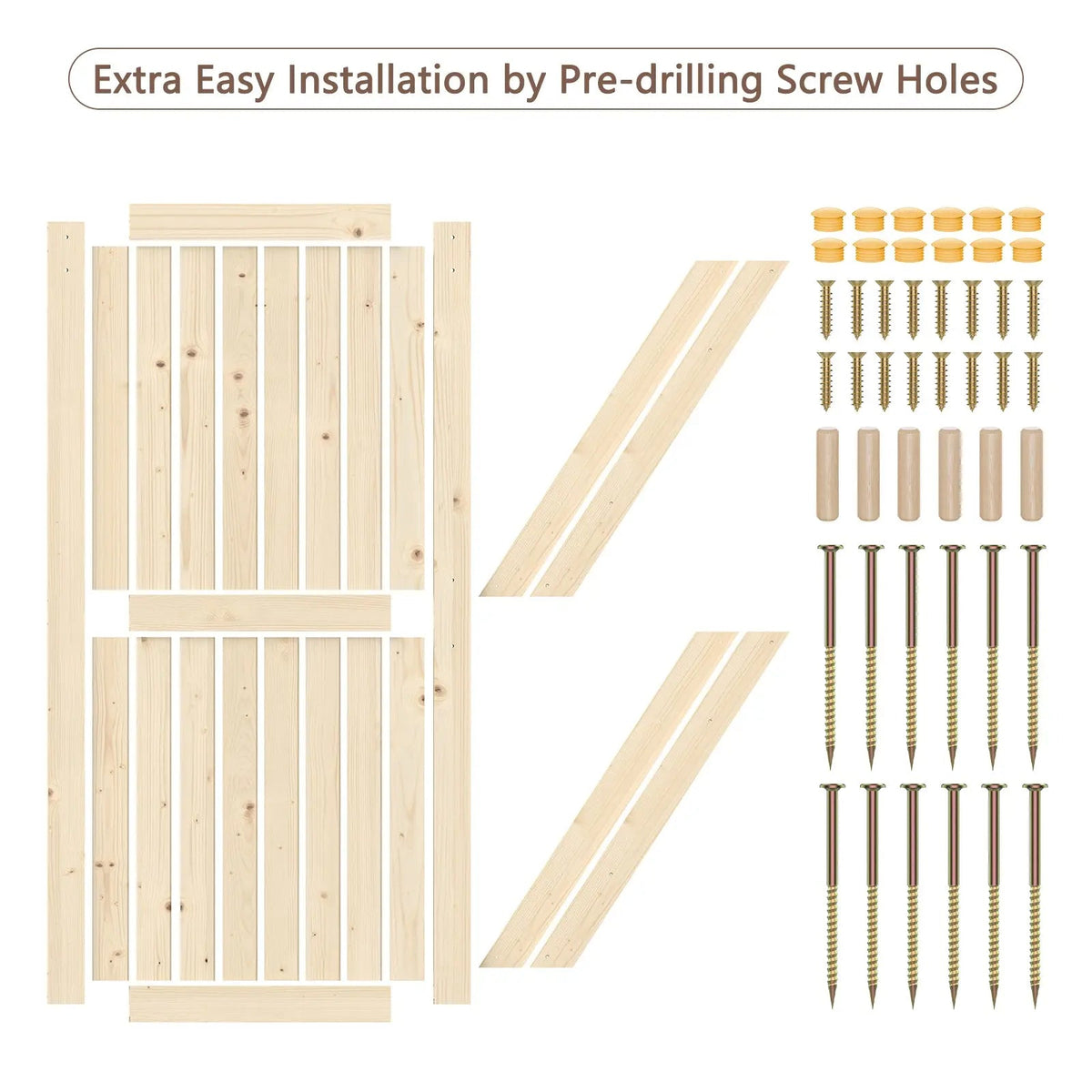Unfinished Solid Pine Sliding Barn Door with Track Kit – view 13