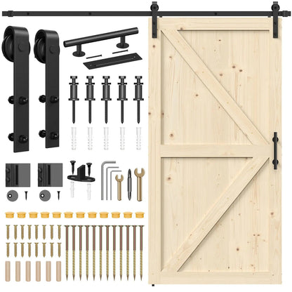Unfinished Solid Pine Sliding Barn Door with Track Kit – view 15