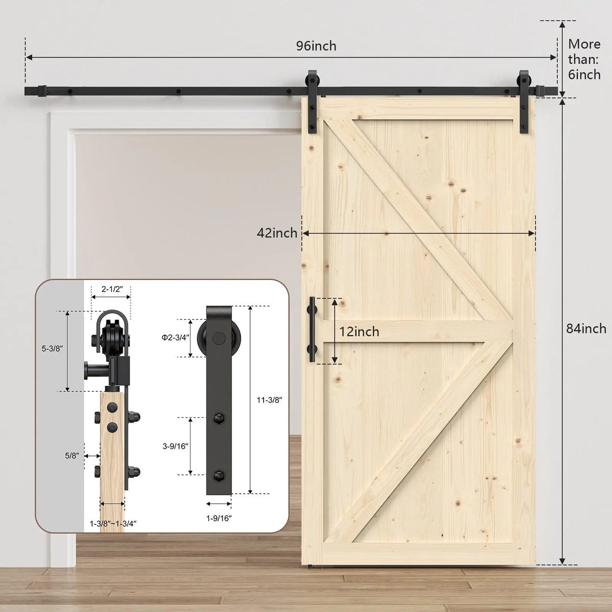 Unfinished Solid Pine Sliding Barn Door with Track Kit – view 20